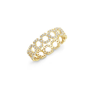 Diamond Hexagonal Chain Eternity Ring -14k gold weighing 1.72 grams -126 round diamonds weighing .37 carats