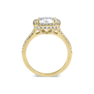 Cushion Halo Diamond Engagement Ring with Hidden Halo  -18k weighting 4.41GR  - 78 round diamonds totaling 0.61 carats