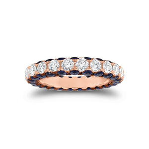 Sapphire gemstone & diamond eternity wedding band -18k gold weighing 3.91 grams -23 round diamonds weighing 1.89 carats -46 sapphire gemstones weighing 2.79 carats