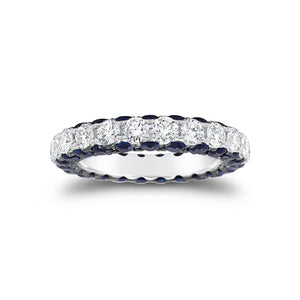 Sapphire gemstone & diamond eternity wedding band -18k gold weighing 3.91 grams -23 round diamonds weighing 1.89 carats -46 sapphire gemstones weighing 2.79 carats
