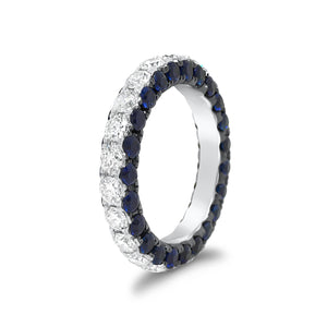 Sapphire gemstone & diamond eternity wedding band -18k gold weighing 3.91 grams -23 round diamonds weighing 1.89 carats -46 sapphire gemstones weighing 2.79 carats