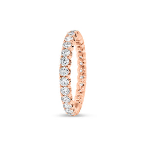 Four Prong-Set Diamond Eternity Wedding Band -18k gold weighing 2.04 grams -29 round diamonds weighing 1.11 carats