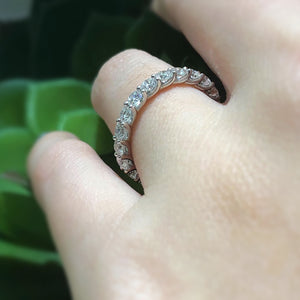 Shared Prong-Set Diamond Eternity Band -18k gold weighing 1.94 grams -21 round diamonds weighing 2.05 grams