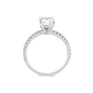 Prong-Set Cushion Diamond Engagement Ring  -18K weighting 2.50 GR  - 42 round diamonds totaling 0.34 carats