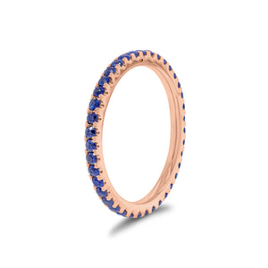 Sapphire Eternity Ring - 14K gold weighing 1.34 grams - 39 sapphires weighing 0.64 carats