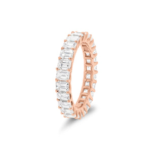 Emerald-Cut Diamond Eternity Band - 18K gold weighing 2.38 grams - 26 emerald-cut diamonds totaling 3.72 carats (GIA-graded G color, VS2 clarity)