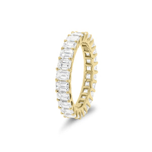 Emerald-Cut Diamond Eternity Band - 18K gold weighing 2.38 grams - 26 emerald-cut diamonds totaling 3.72 carats (GIA-graded G color, VS2 clarity)