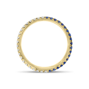 Diamond and Sapphire "Two-Tone" Stacking Ring - 14K gold weighing 1.27 grams - 20 round diamonds weighing 0.26 carats - 20 sapphires weighing 0.34 carats