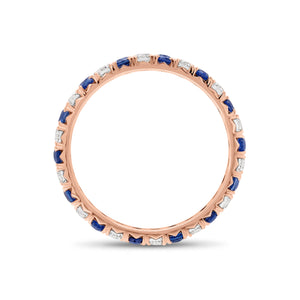 Sapphire and Diamond Eternity Ring - 18K gold weighing 1.52 grams - 14 sapphires weighing 0.70 carats - 14 round diamonds weighing 0.47 carats