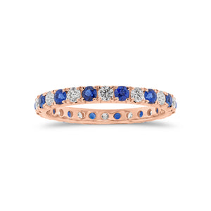 Sapphire and Diamond Eternity Ring - 18K gold weighing 1.52 grams - 14 sapphires weighing 0.70 carats - 14 round diamonds weighing 0.47 carats