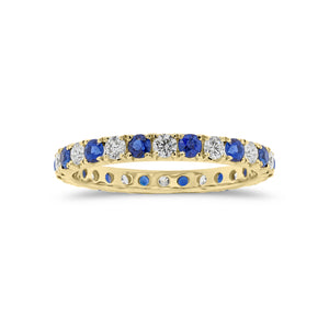 Sapphire and Diamond Eternity Ring - 18K gold weighing 1.52 grams  - 14 sapphires weighing 0.70 carats  - 14 round diamonds weighing 0.47 carats