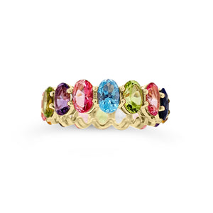 Multicolor gemstone eternity ring -14K gold weighing 3.52 grams -16 multicolor topaz gemstones weighing 7.47 carats