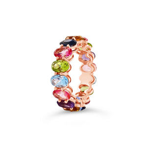 Multicolor gemstone eternity ring -14K gold weighing 3.52 grams -16 multicolor topaz gemstones weighing 7.47 carats