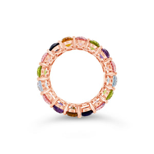 Multicolor gemstone eternity ring -14K gold weighing 3.52 grams -16 multicolor topaz gemstones weighing 7.47 carats