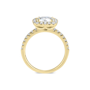 Cushion Halo Diamond Engagement Ring  - 18k weighting 3.16 GR  - 34 round diamonds totaling 0.52 carats