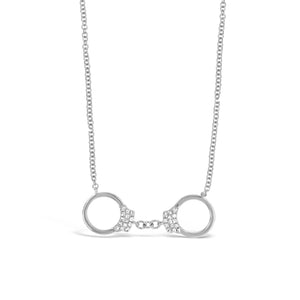 Diamond Handcuffs Necklace  -14K gold weighing 1.97 grams  -28 round diamonds totaling .07 carats