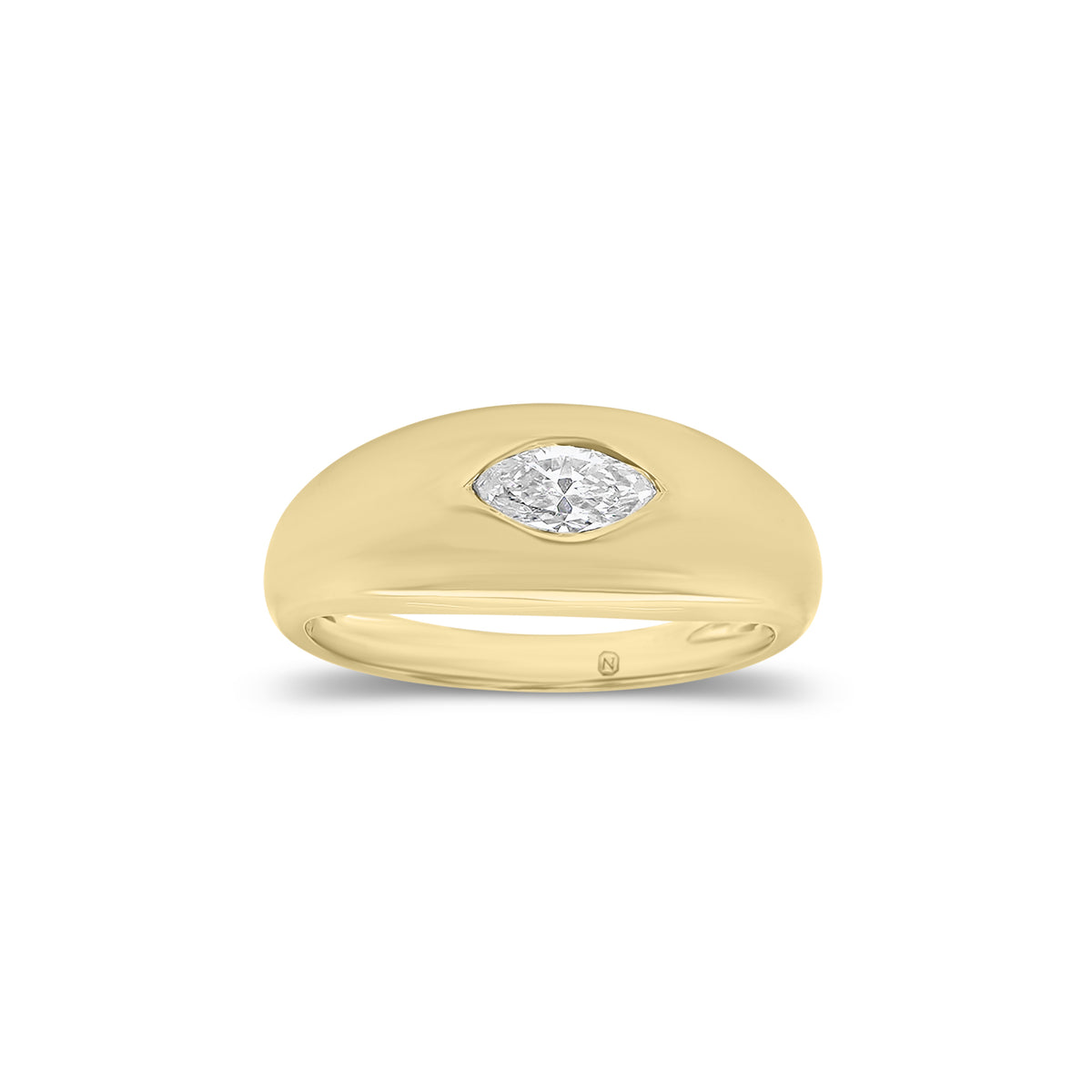 Marquise Diamond Dome Ring - 14K gold weighing 4.03 grams  - 0.35 ct marquise-shaped diamond