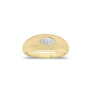 Marquise Diamond Dome Ring - 14K gold weighing 4.03 grams  - 0.35 ct marquise-shaped diamond