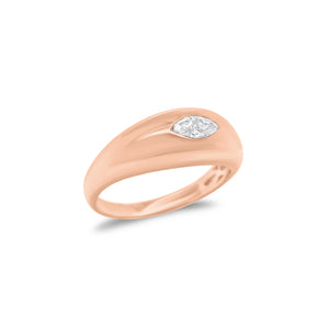 Marquise Diamond Dome Ring - 14K gold weighing 4.03 grams - 0.35 ct marquise-shaped diamond