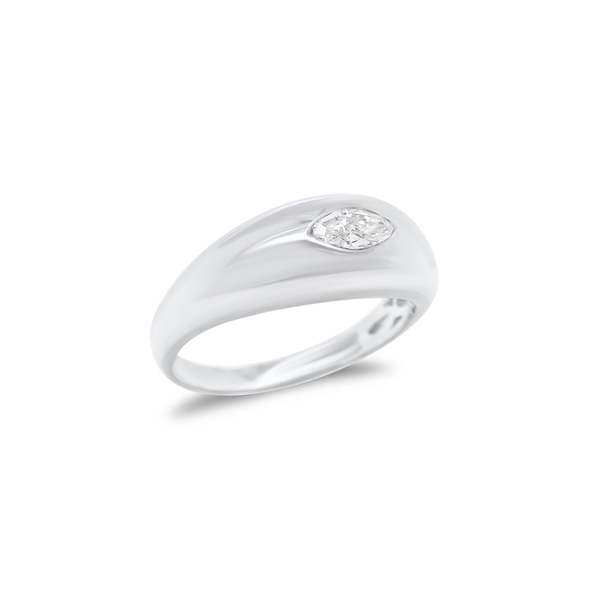Marquise Diamond Dome Ring - 14K gold weighing 4.03 grams - 0.35 ct marquise-shaped diamond