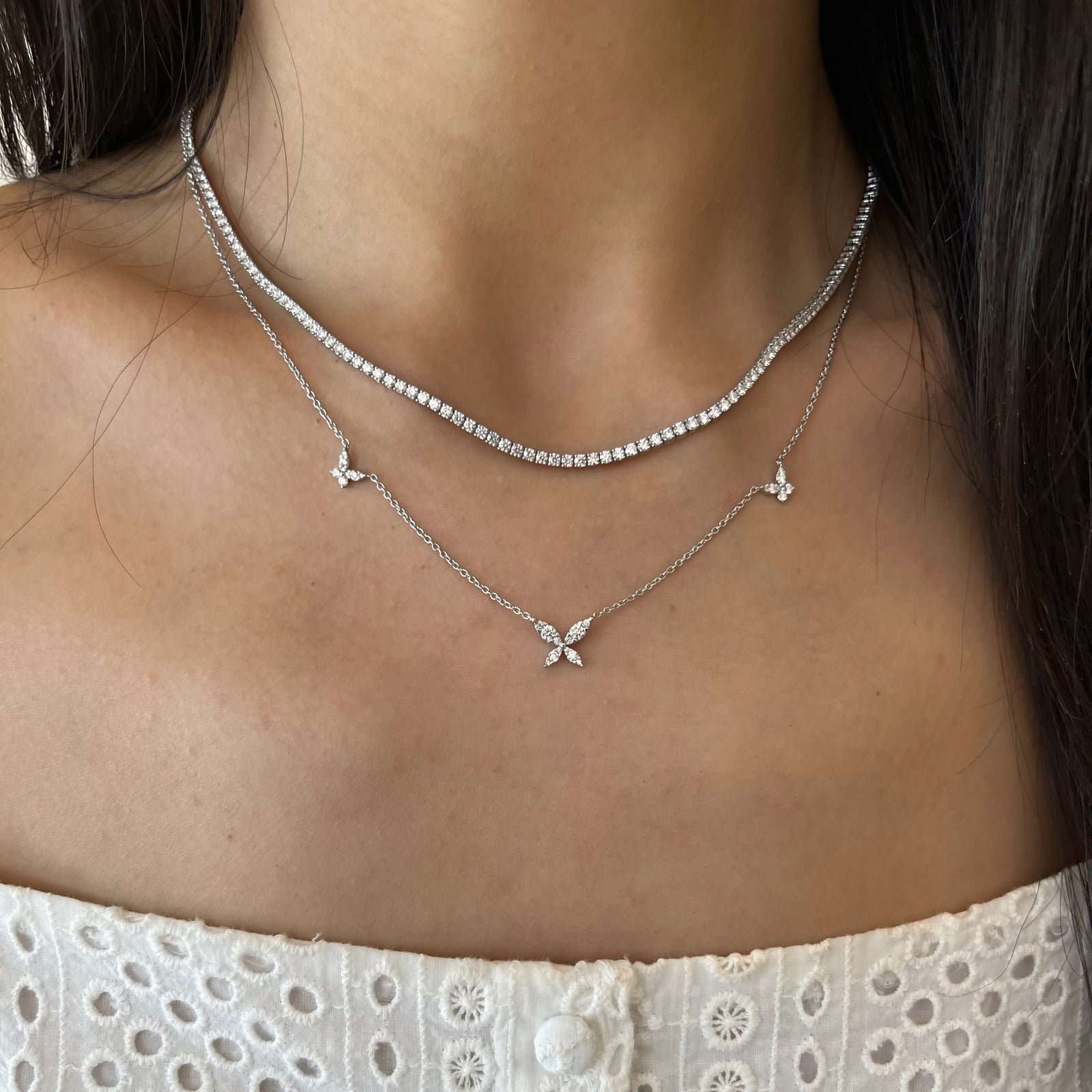 Diamond Butterfly Trio Necklace