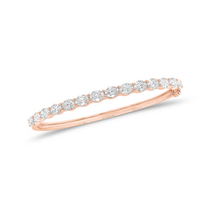 Diamond Ovals Bangle Bracelet - 18K gold weighing 11.62 grams - 14 oval-shaped diamonds weighing 4.83 carats
