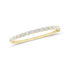 Diamond Ovals Bangle Bracelet - 18K gold weighing 11.62 grams - 14 oval-shaped diamonds weighing 4.83 carats