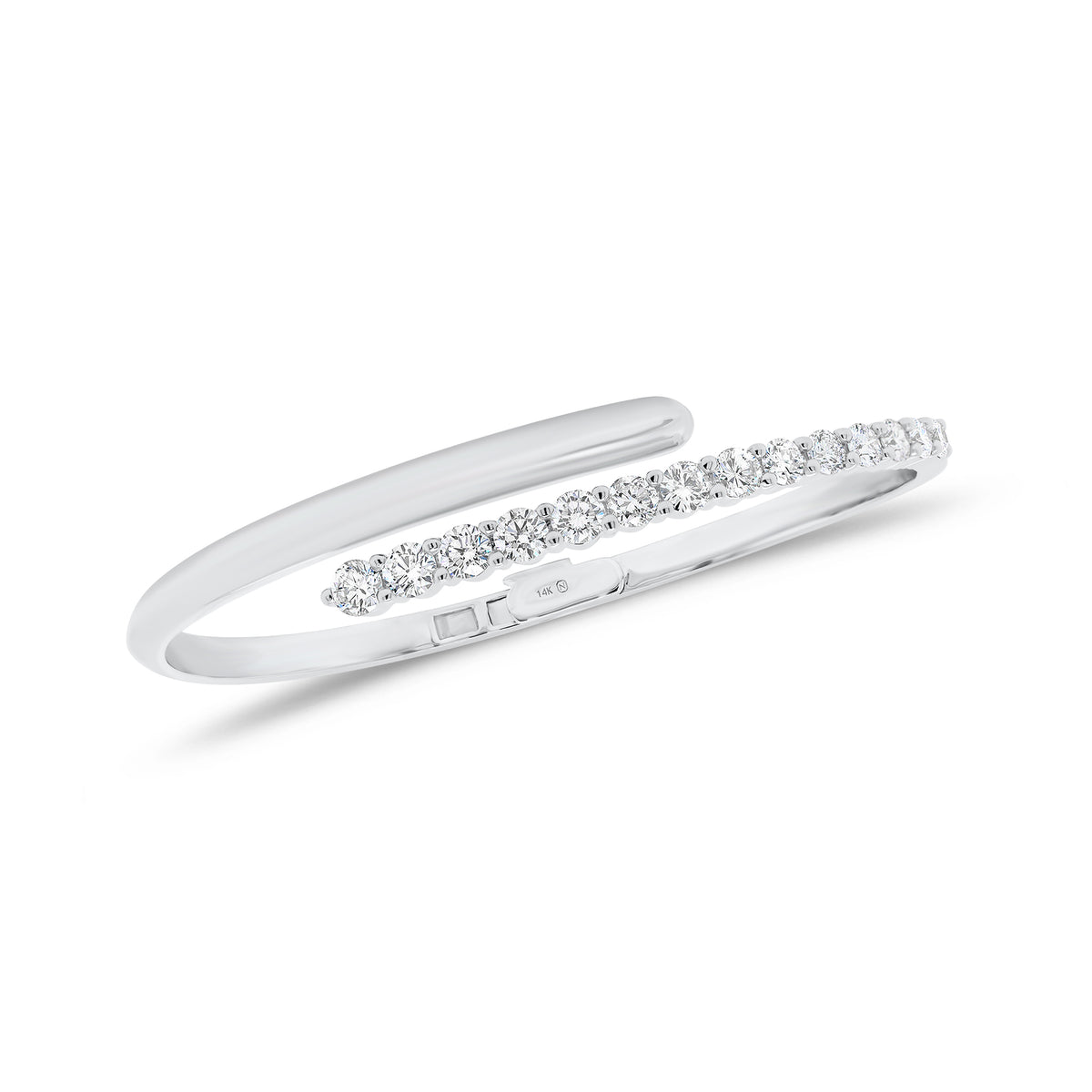 Diamond Wrap Bracelet - 14K gold weighing 17.47 grams - 14 round diamonds weighing 1.76 carats