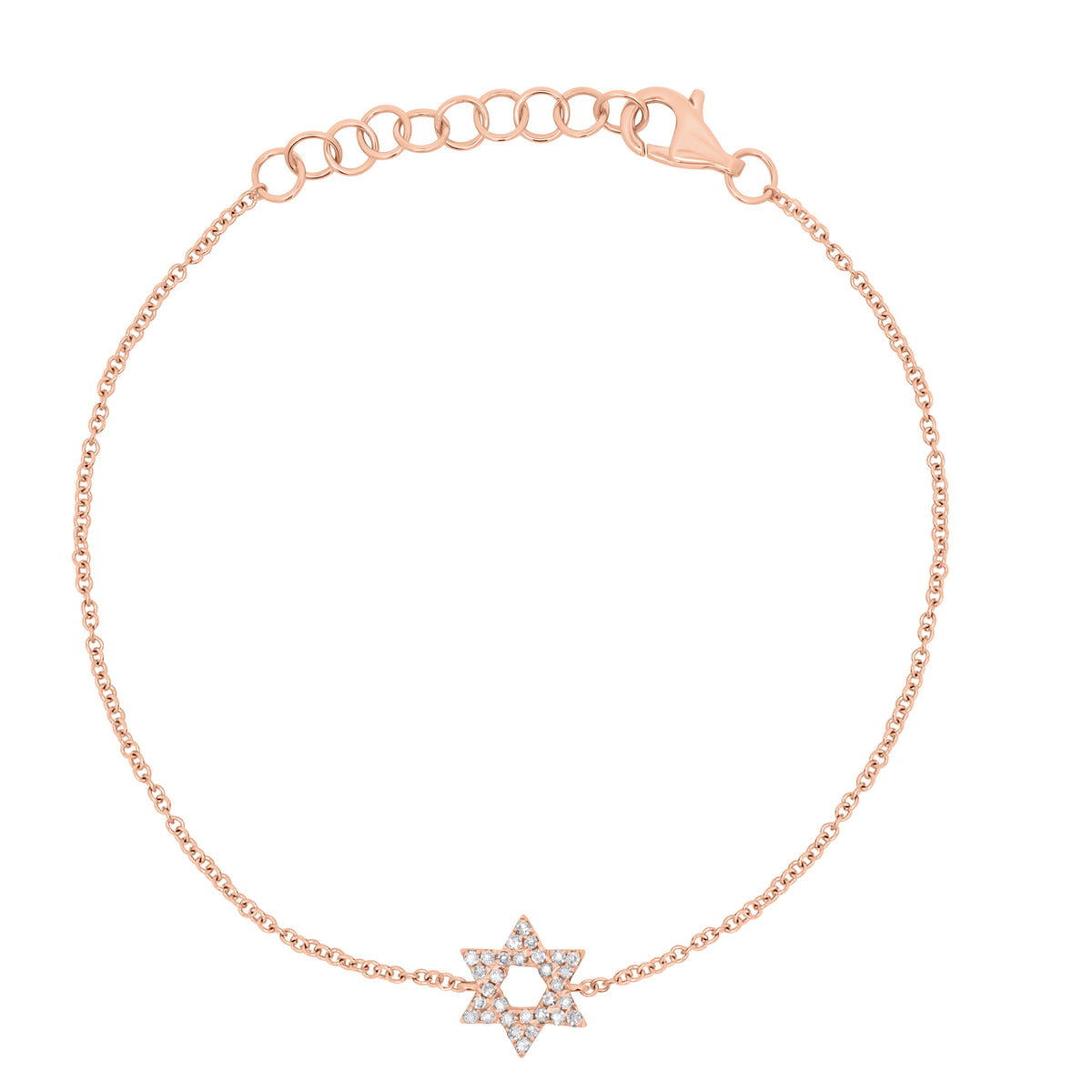 diamond star of david fashion bracelet - 14K gold weighing 1.18 grams
- 30 round diamonds weighing 0.08 carats