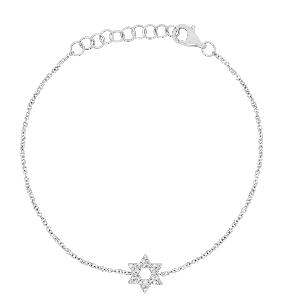 diamond star of david fashion bracelet - 14K gold weighing 1.18 grams
- 30 round diamonds weighing 0.08 carats