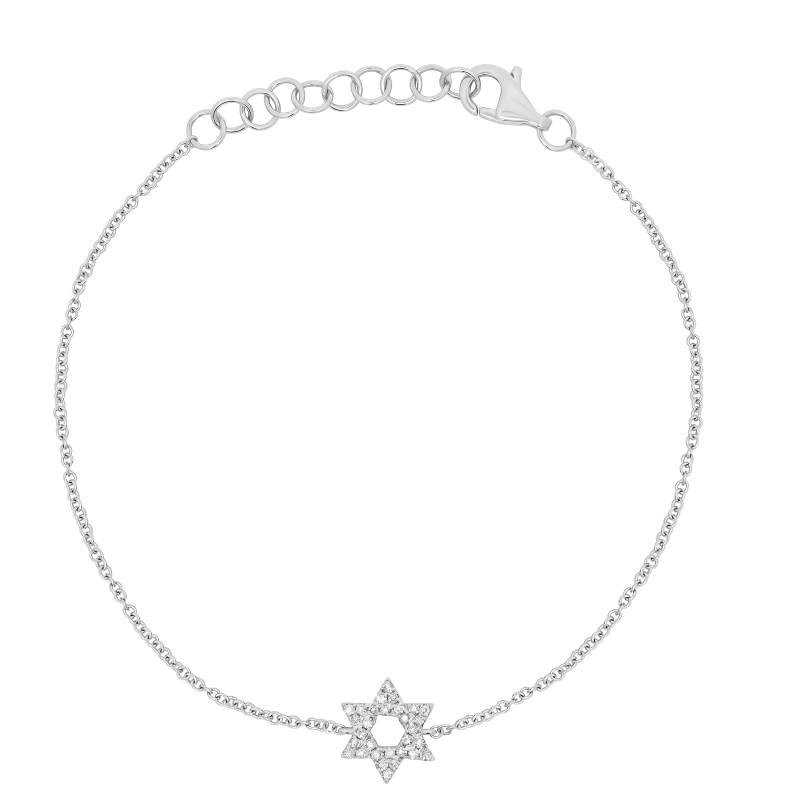 diamond star of david fashion bracelet - 14K gold weighing 1.18 grams
- 30 round diamonds weighing 0.08 carats
