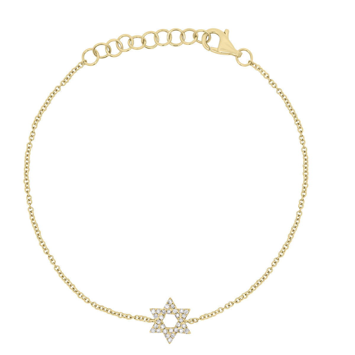 diamond star of david fashion bracelet - 14K gold weighing 1.18 grams
- 30 round diamonds weighing 0.08 carats