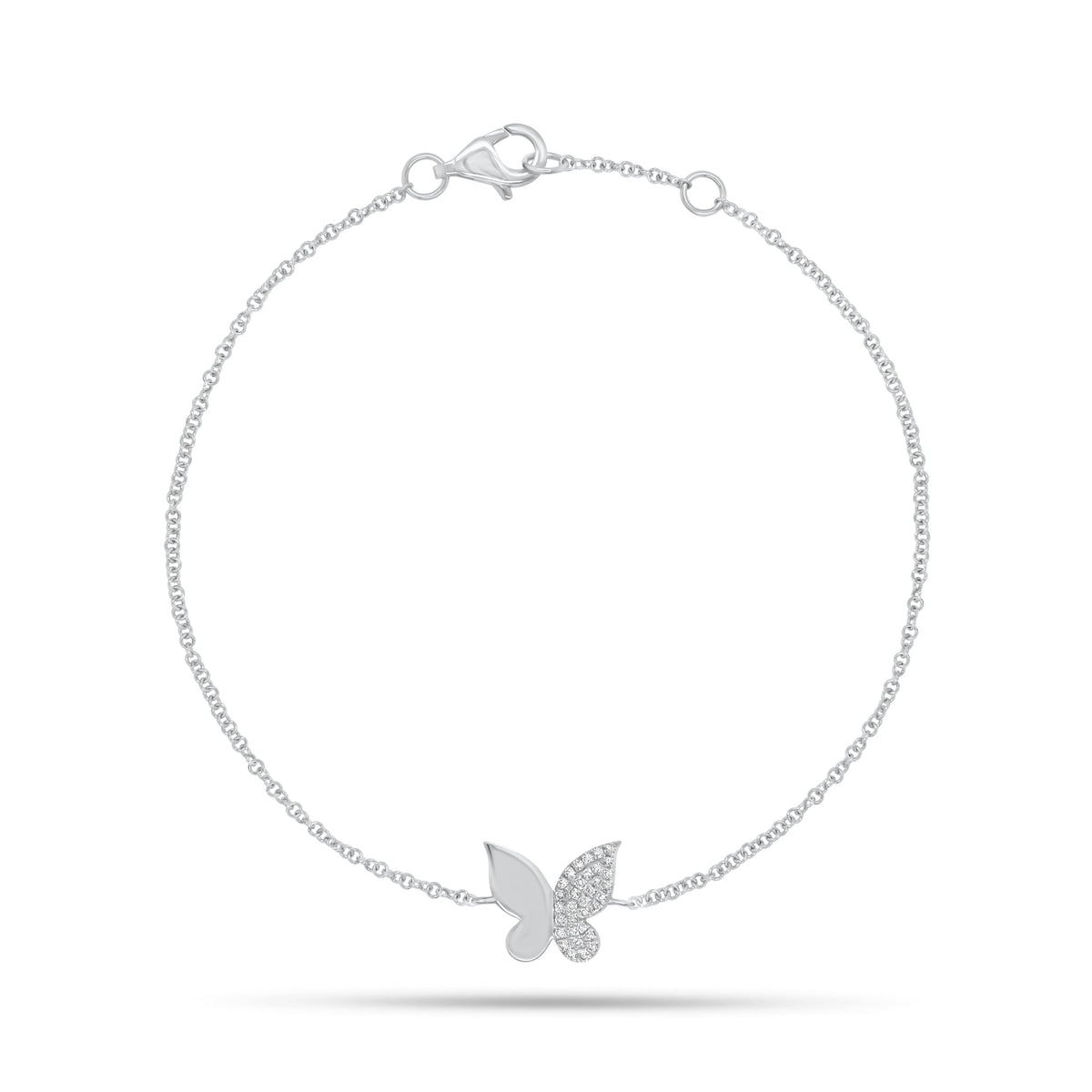 Diamond Wing Butterfly Fashion Bracelet - 14K gold weighing 1.28 grams - 33 round diamonds weighing 0.08 carats