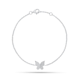 Diamond Wing Butterfly Fashion Bracelet - 14K gold weighing 1.28 grams - 33 round diamonds weighing 0.08 carats