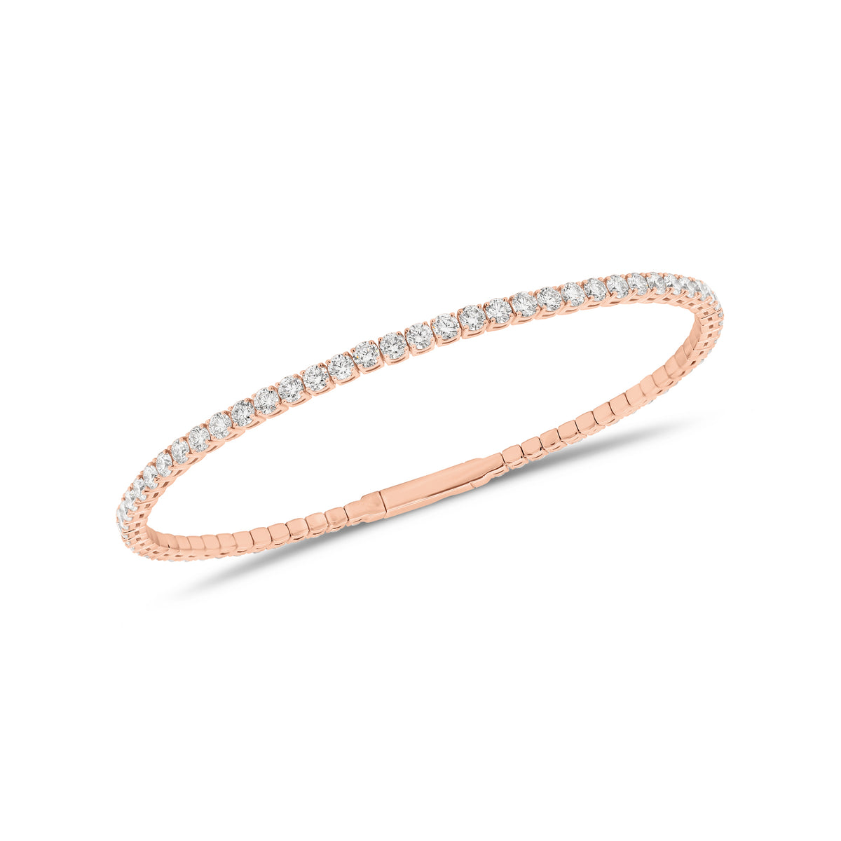 2.89 ct Diamond Bangle Bracelet - 18K gold weighing 6.59 grams - 67 round diamonds weighing 2.89 carats