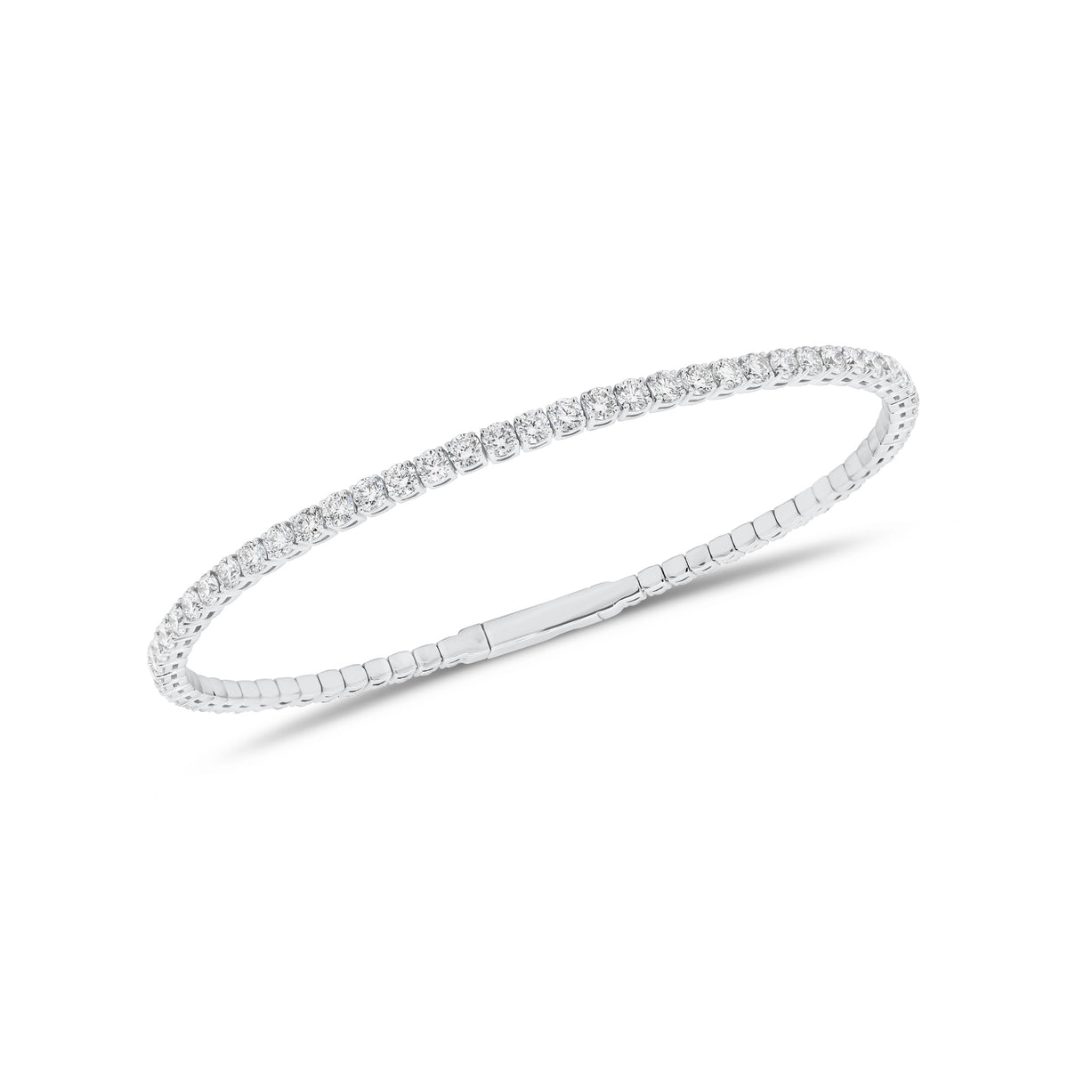 2.89 ct Diamond Bangle Bracelet - 18K gold weighing 6.59 grams  - 67 round diamonds weighing 2.89 carats