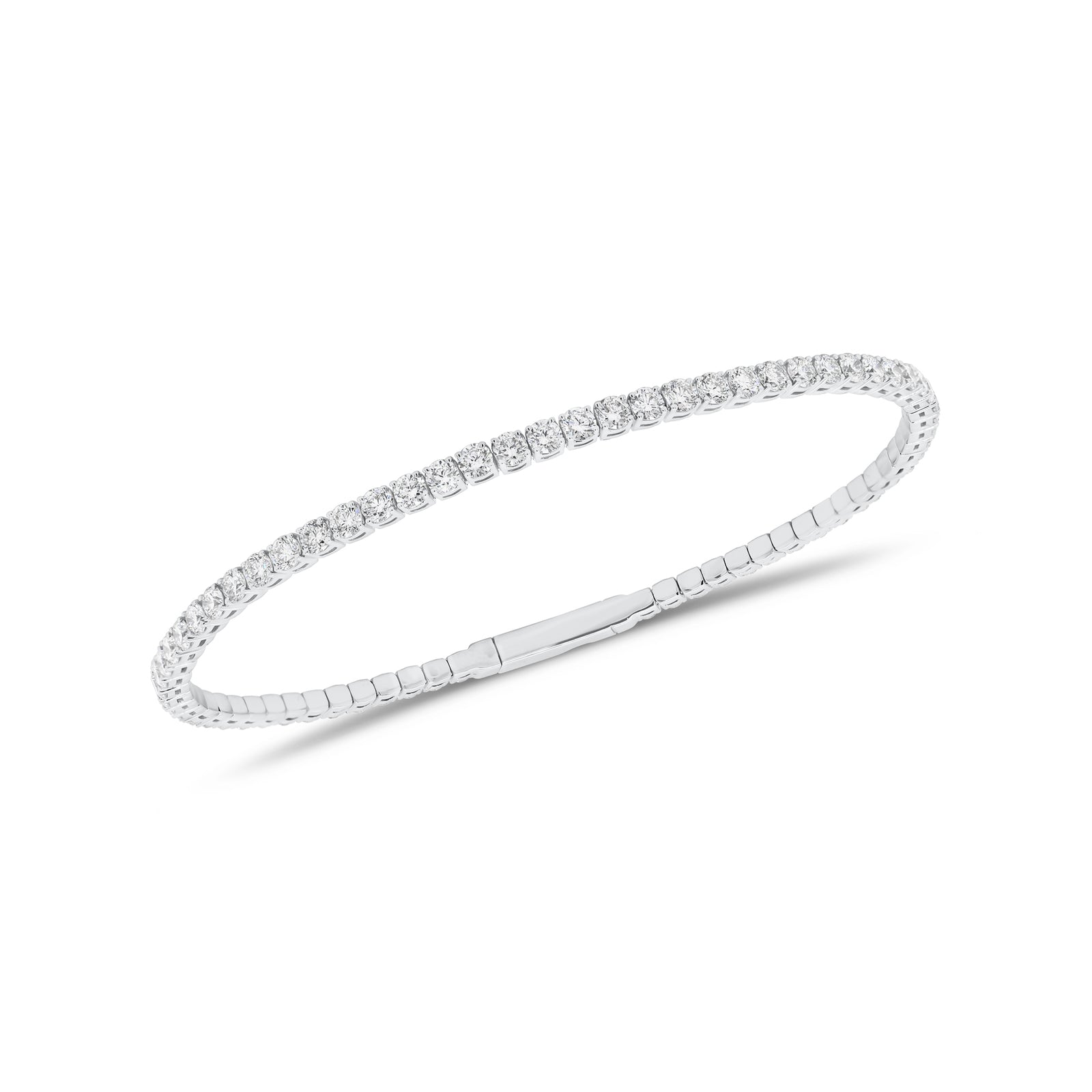 2.89 ct Diamond Bangle Bracelet - 18K gold weighing 6.59 grams  - 67 round diamonds weighing 2.89 carats