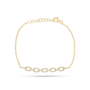 Diamond Oval Link Fashion Bracelet - 14K gold weighing 2.17 grams  - 84 round diamonds weighing 0.25 carats
