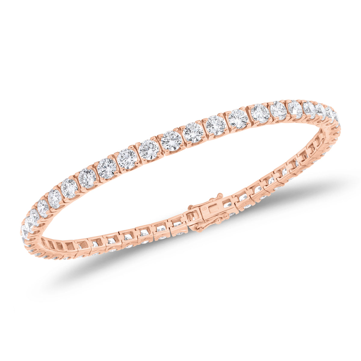 7.77 ct Diamond Tennis Bracelet - 14K gold weighing 12.26 grams - 47 round diamonds weighing 7.77 carats