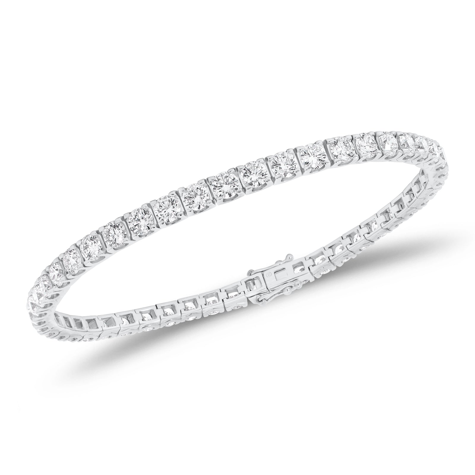 7.77 ct Diamond Tennis Bracelet - 14K gold weighing 12.26 grams - 47 round diamonds weighing 7.77 carats