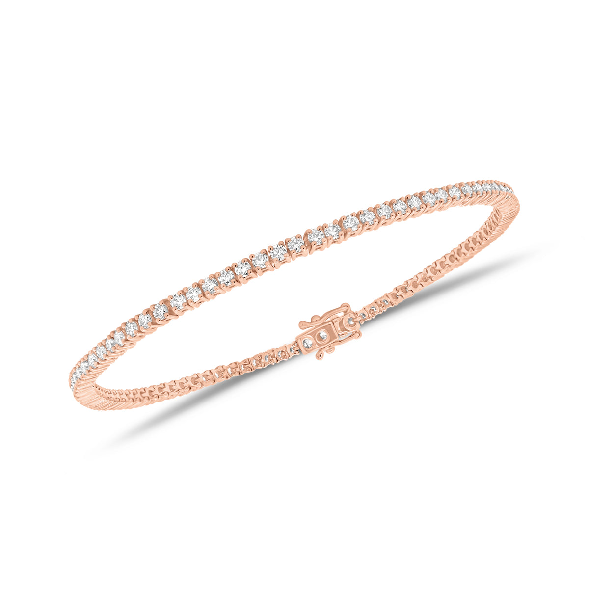 2 ct Diamond Tennis Bracelet - 18K gold weighing 7.91 grams - 88 round diamonds weighing 2.0 carats