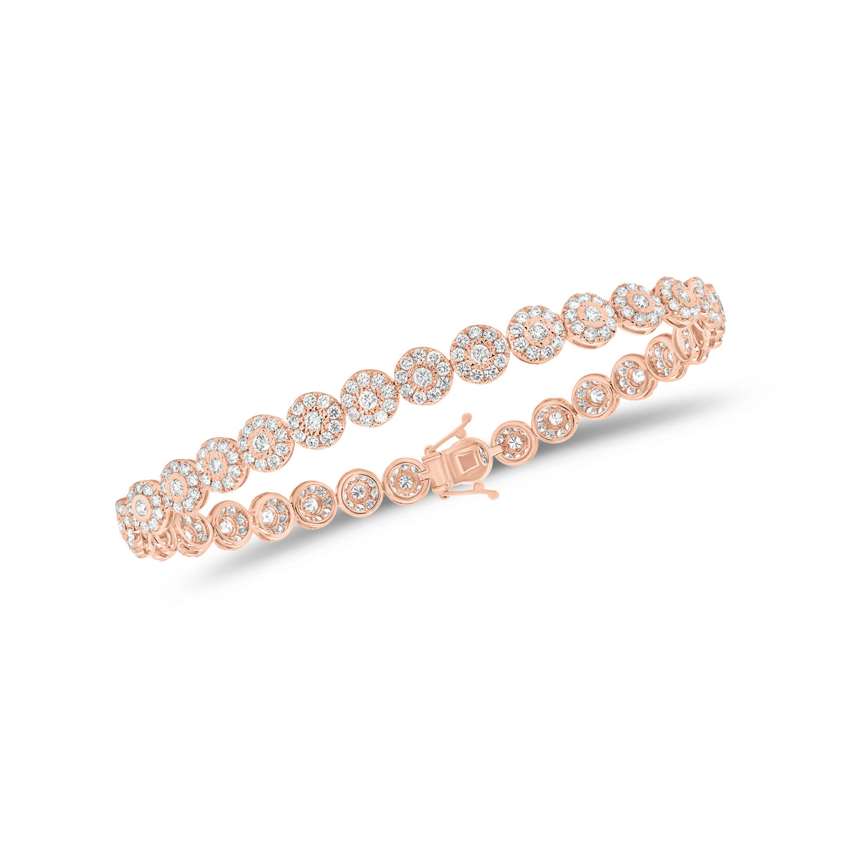 3.37 ct Diamond Halo Tennis Bracelet - 18K gold weighing 8.28 grams - 310 round diamonds weighing 3.37 carats
