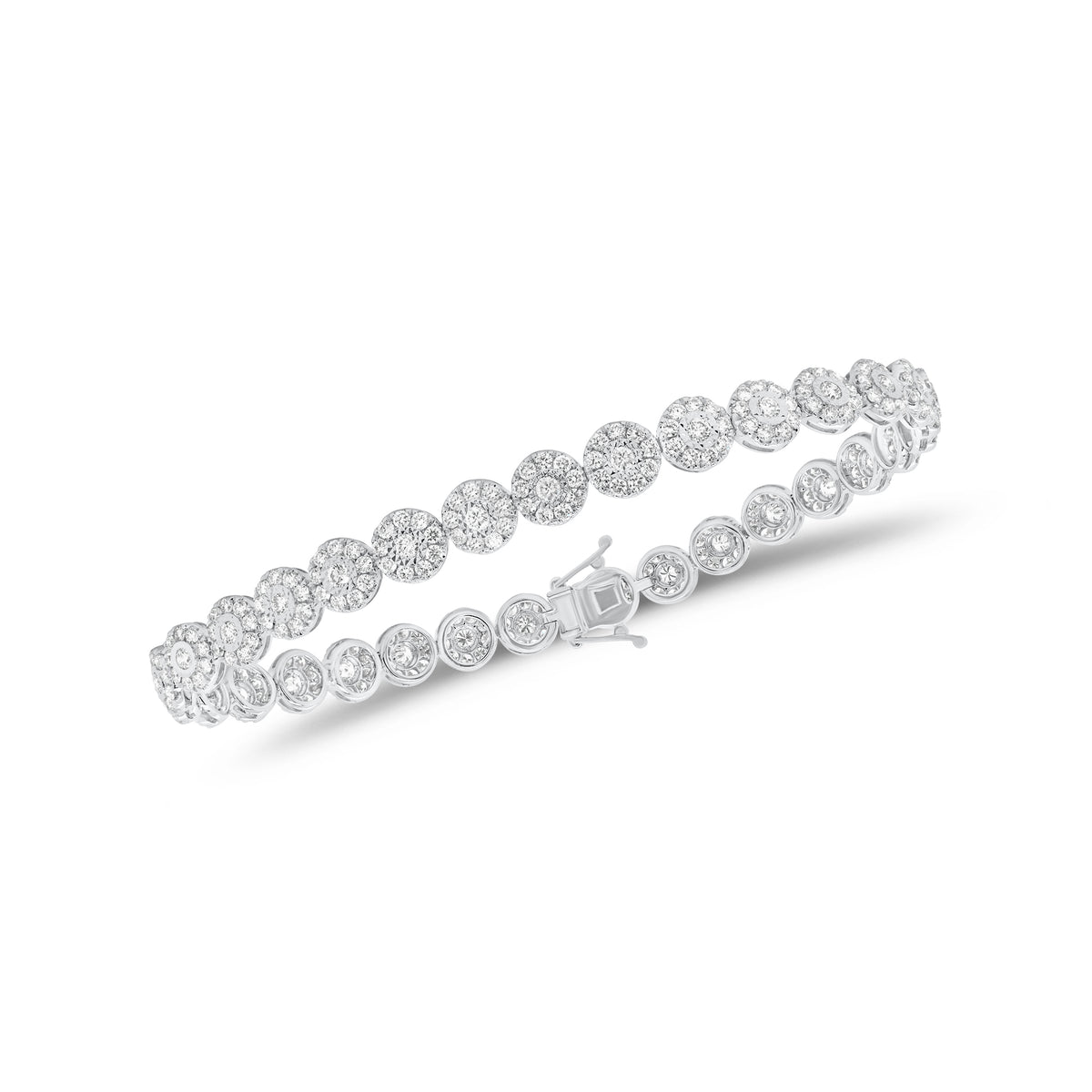 3.37 ct Diamond Halo Tennis Bracelet - 18K gold weighing 8.28 grams - 310 round diamonds weighing 3.37 carats