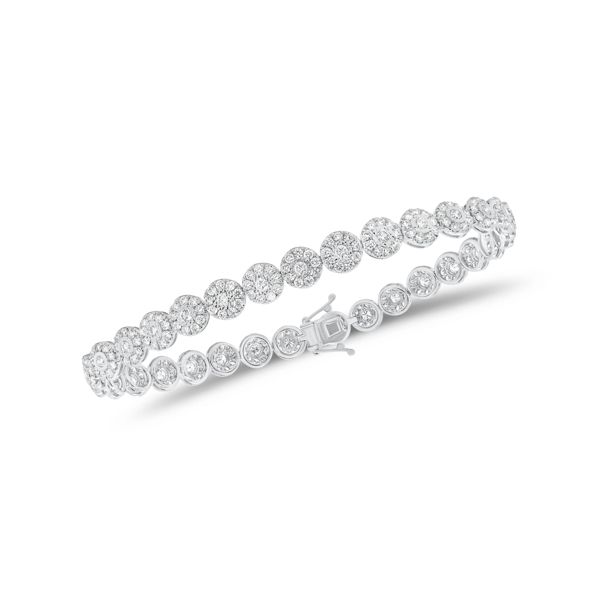 3.37 ct Diamond Halo Tennis Bracelet - 18K gold weighing 8.28 grams  - 310 round diamonds weighing 3.37 carats