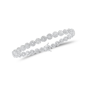 3.37 ct Diamond Halo Tennis Bracelet - 18K gold weighing 8.28 grams - 310 round diamonds weighing 3.37 carats
