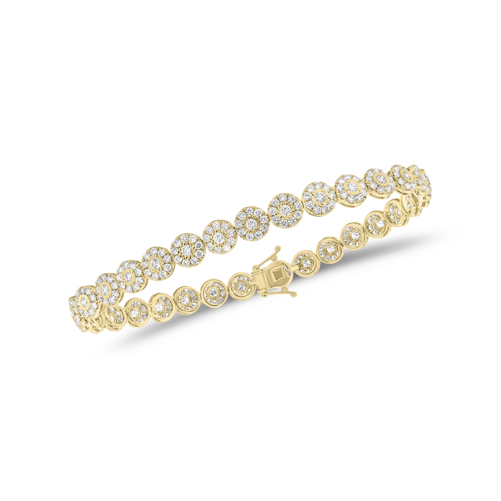 3.37 ct Diamond Halo Tennis Bracelet - 18K gold weighing 8.28 grams  - 310 round diamonds weighing 3.37 carats