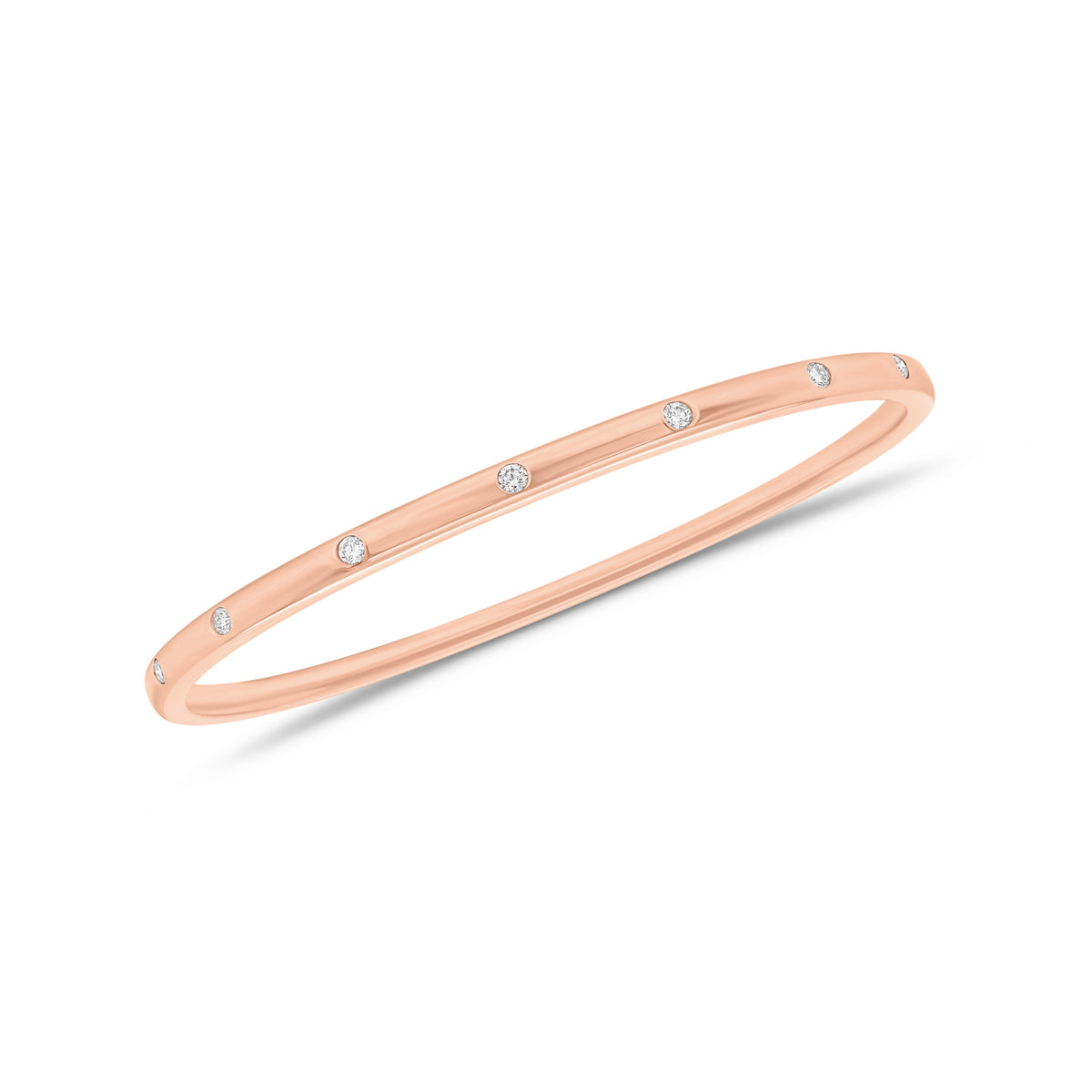 Diamond Dotted Bangle Bracelet - 18K gold weighing 11.74 grams - 7 round diamonds weighing 0.21 carats