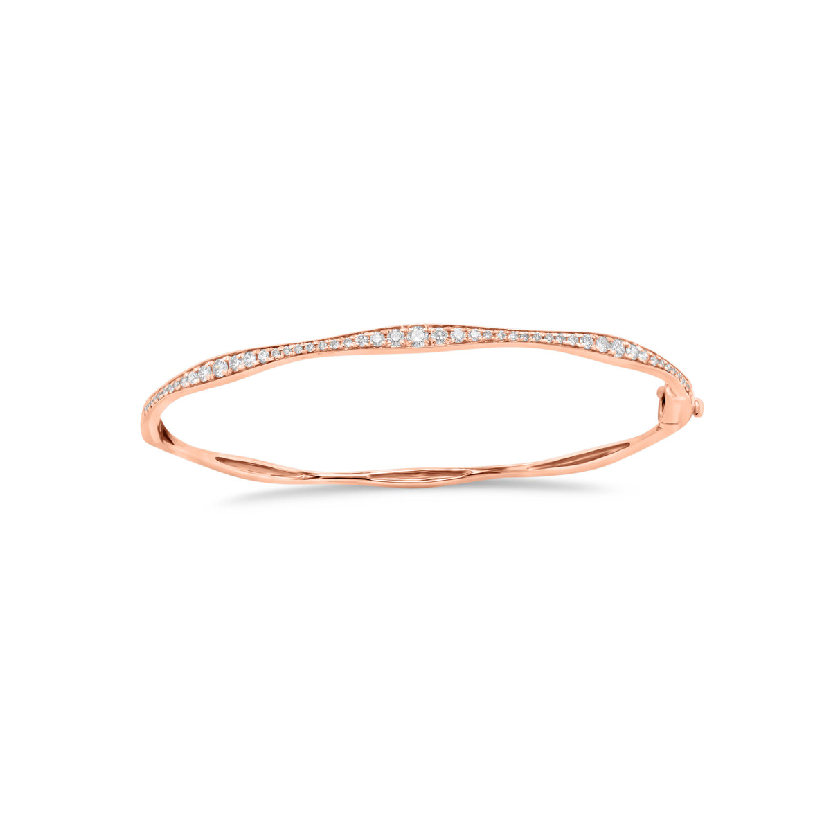 Graduated Diamond Bangle Bracelet - 14K gold weighing 5.22 grams  - 55 round diamonds weighing 0.57 carats