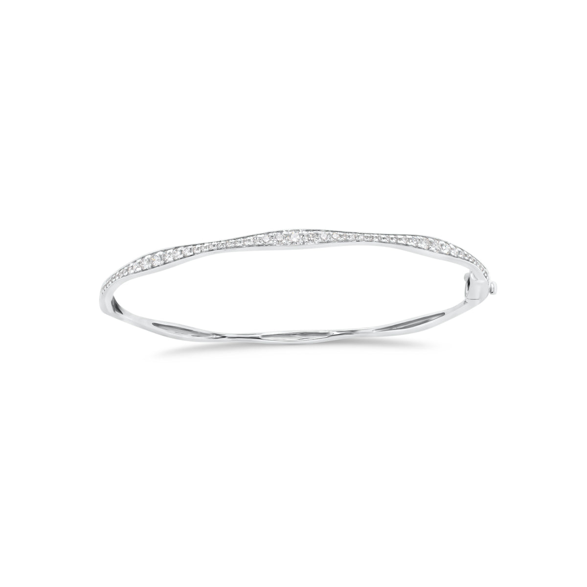 Graduated Diamond Bangle Bracelet - 14K gold weighing 5.22 grams  - 55 round diamonds weighing 0.57 carats