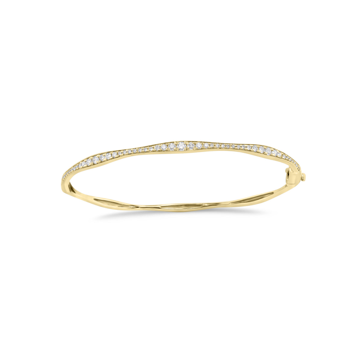 Graduated Diamond Bangle Bracelet - 14K gold weighing 5.22 grams  - 55 round diamonds weighing 0.57 carats